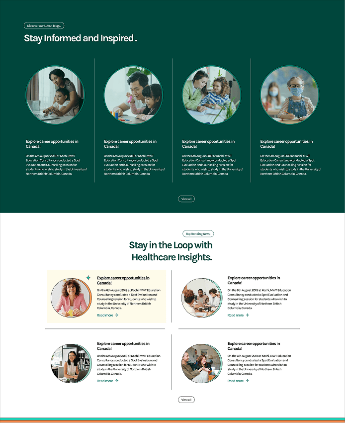 IHNA mobile-first website section redesign