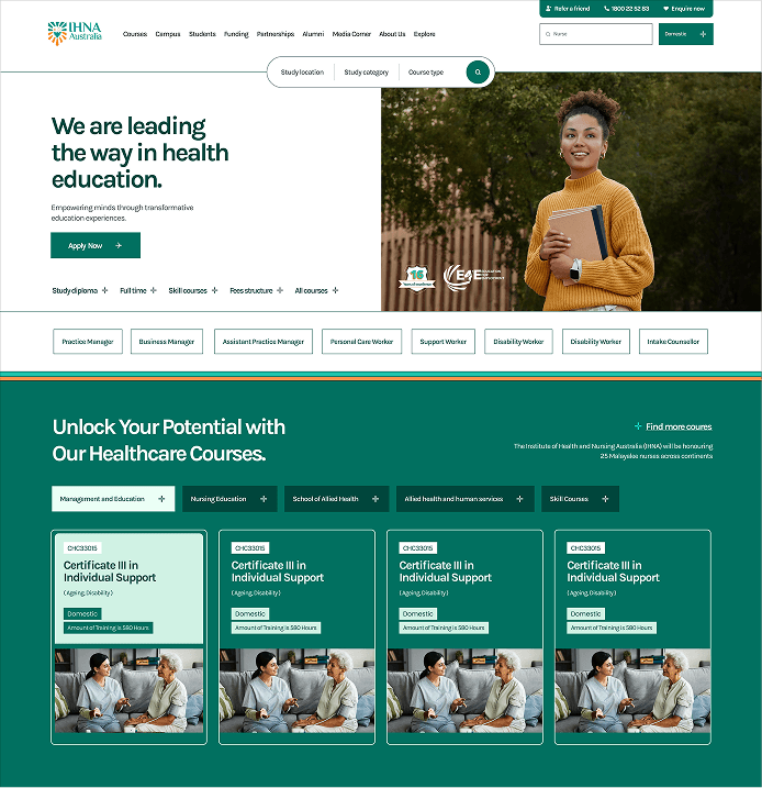 IHNA redesigned information architecture page