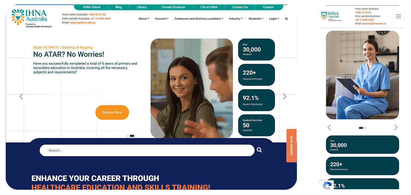 IHNA website revamp interface overview