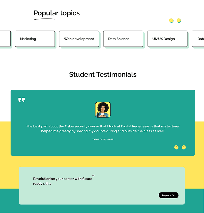 Digital Regenesys mobile course browsing design