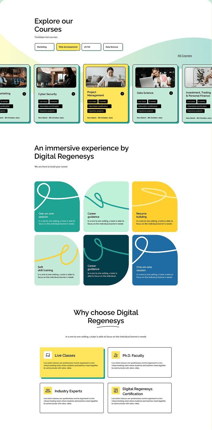 Digital Regenesys content hierarchy redesign