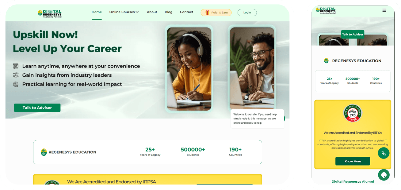 Digital Regenesys UX redesign overview